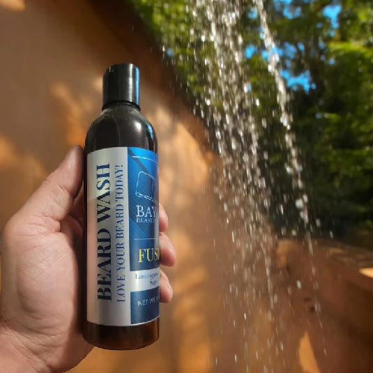 Bayard Beard and Body Hydrating Beard Wash being used in a shower!