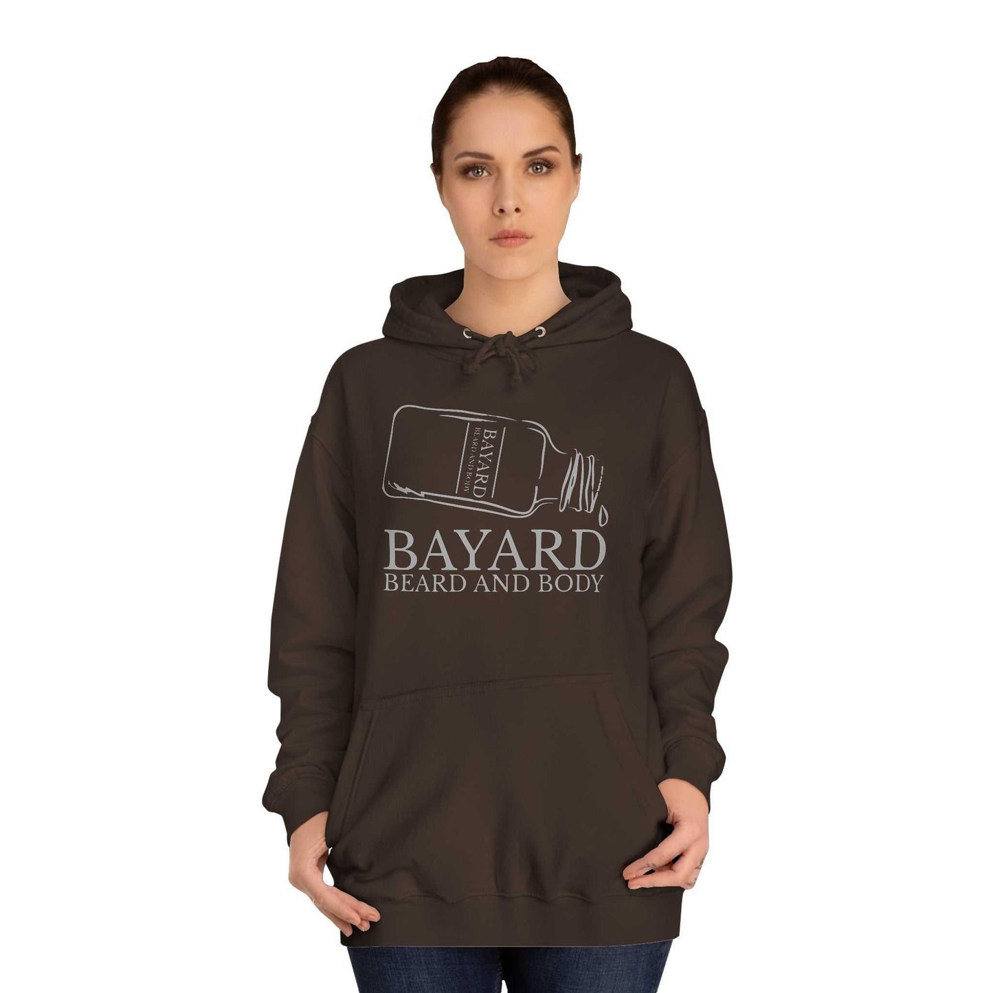 Bayard Logo Hoodie brown with female model