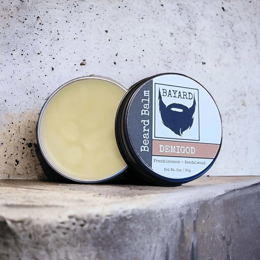 Demigod Beard Balm is made with Frankincense and Sandalwood Essential Oils