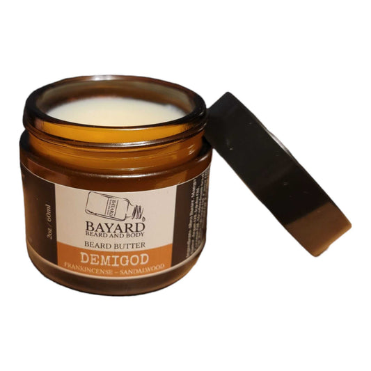 Demigod Beard Butter by Bayard Beard and Body. Frankincense and Sandalwood essential oils. 