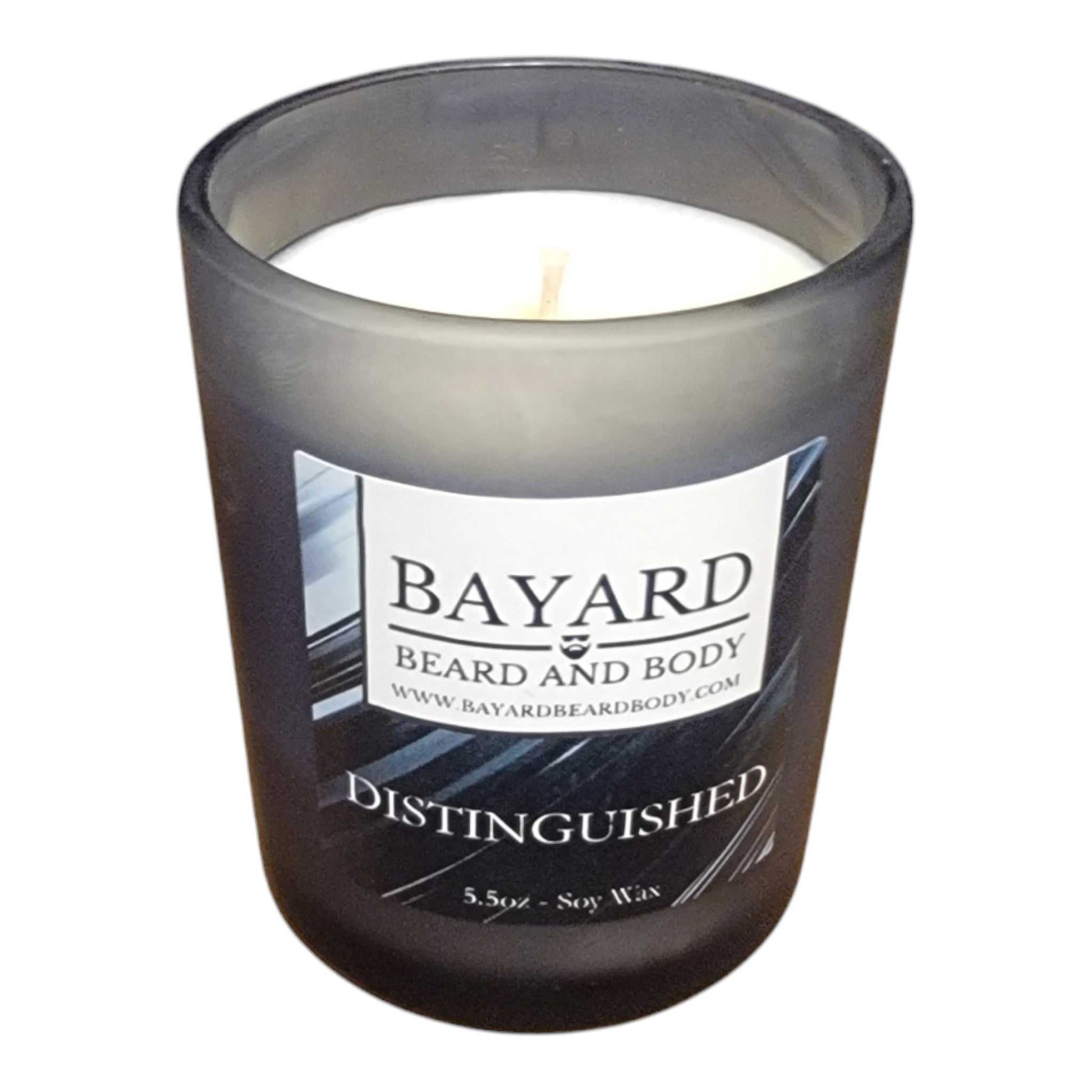 Distinguished soy wax candle on a white background