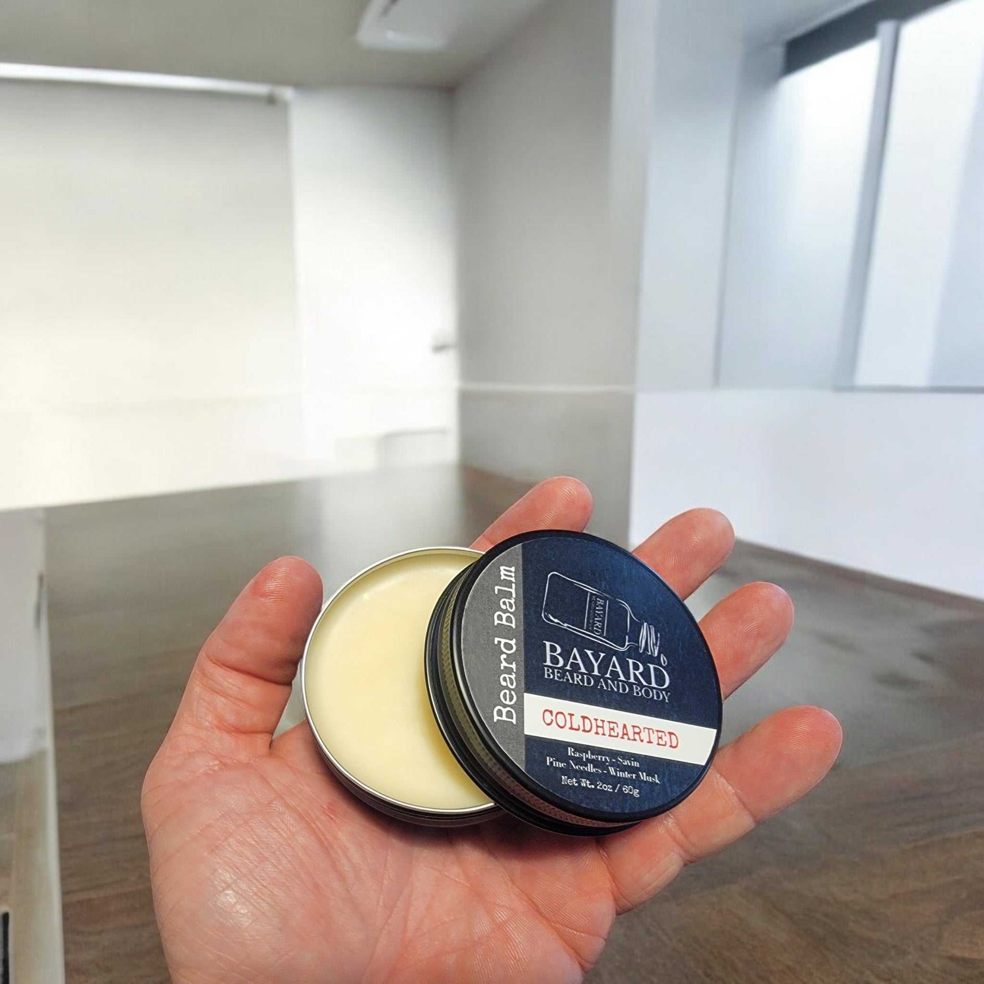 Coldhearted Beard Balm in a hand