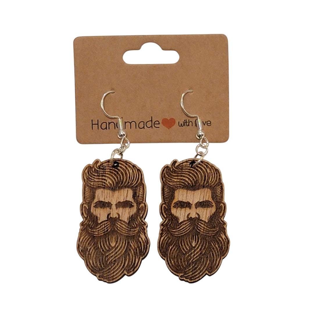 Bayard Beard Earrings - Natural Wood