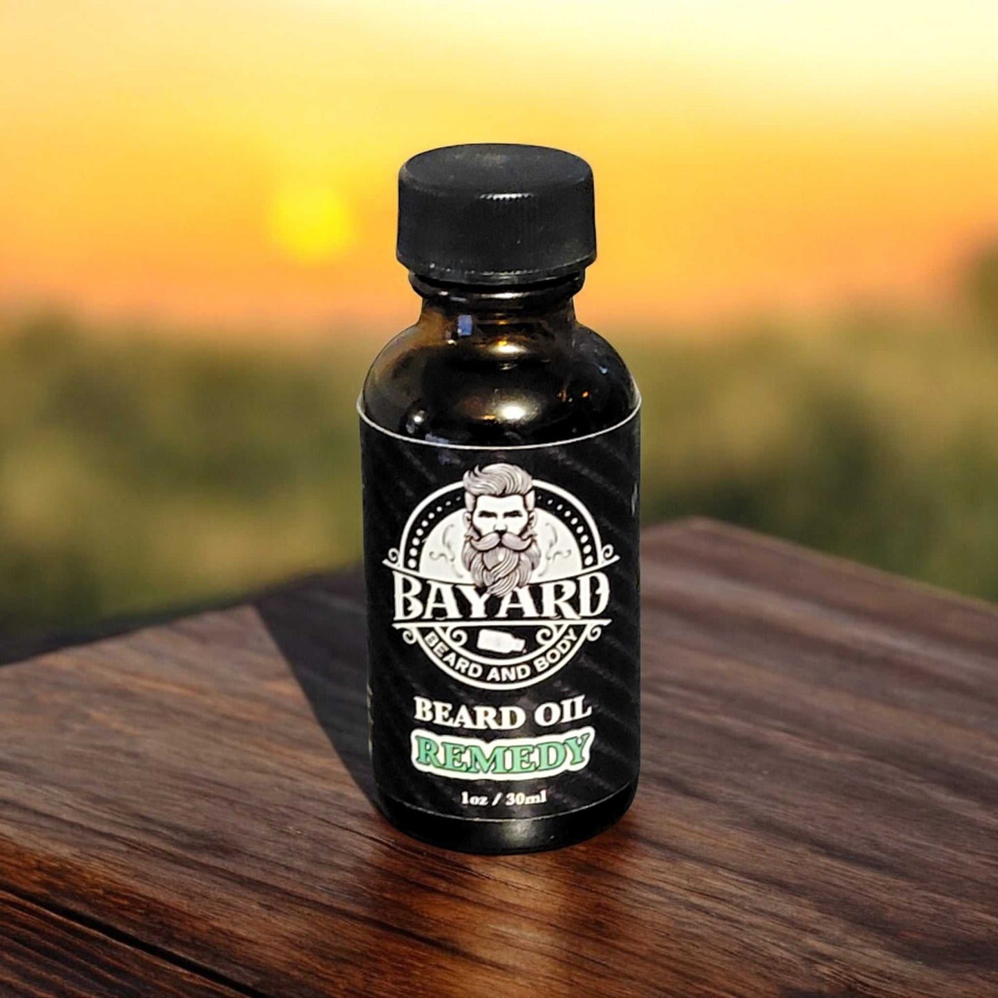 Remedy Beard Oil at sunset