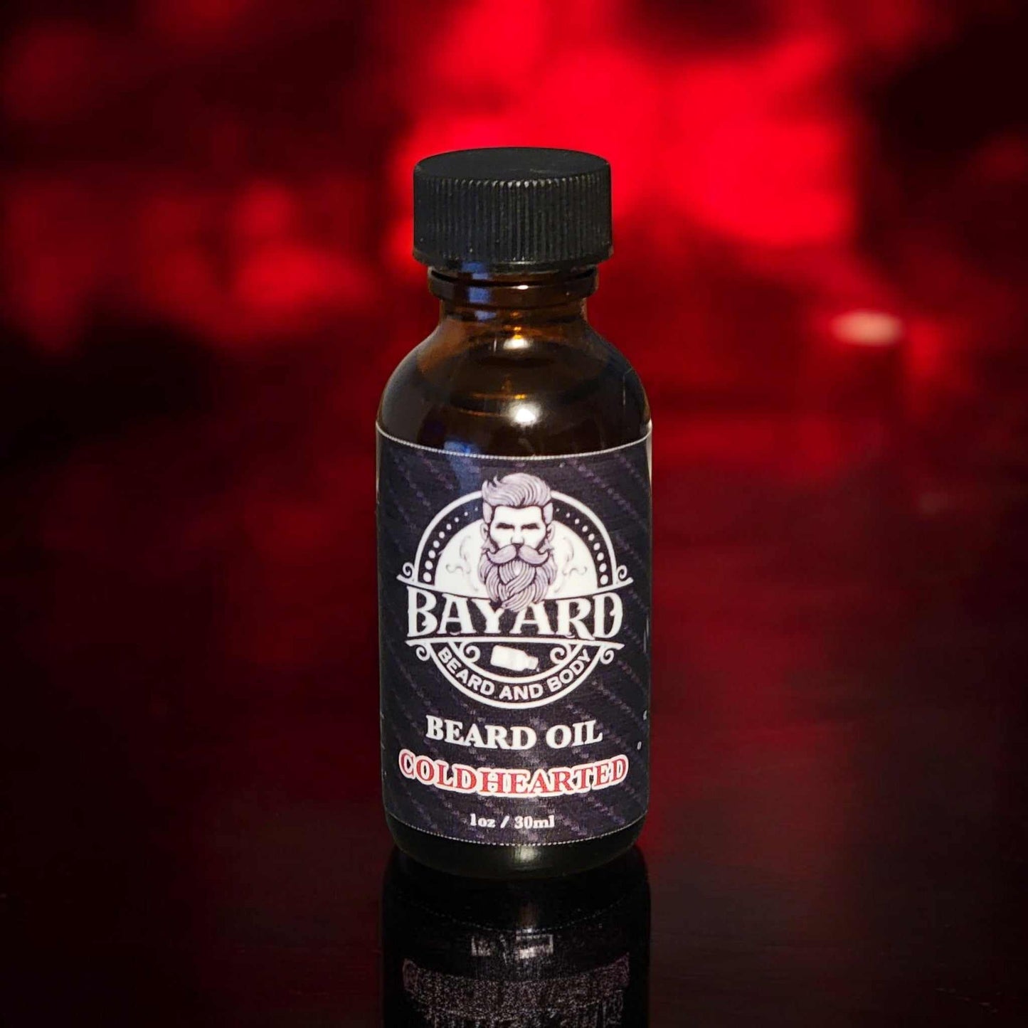 Coldhearted Beard Oil in an icy red mist