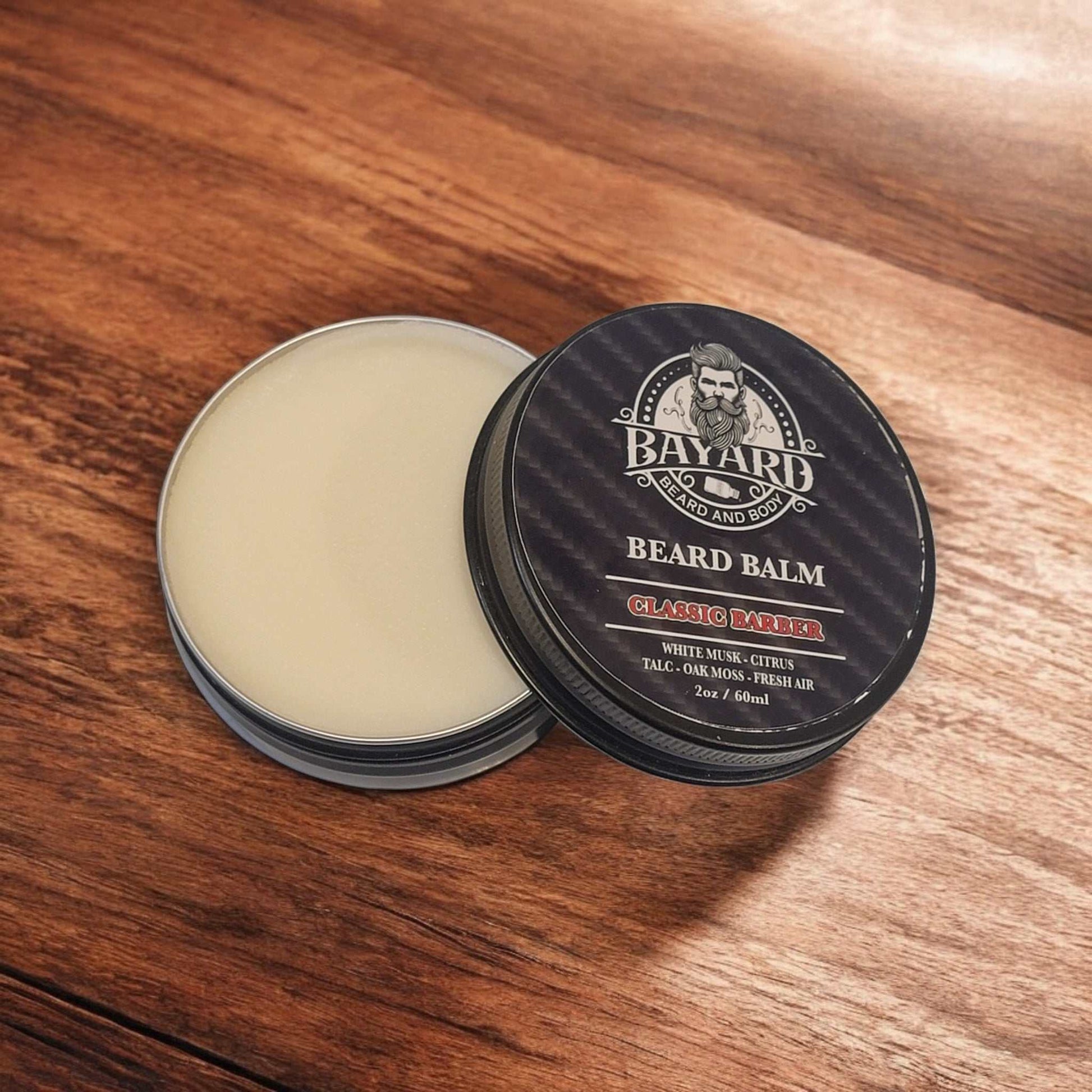 Classic Barber Beard Balm on a wood table