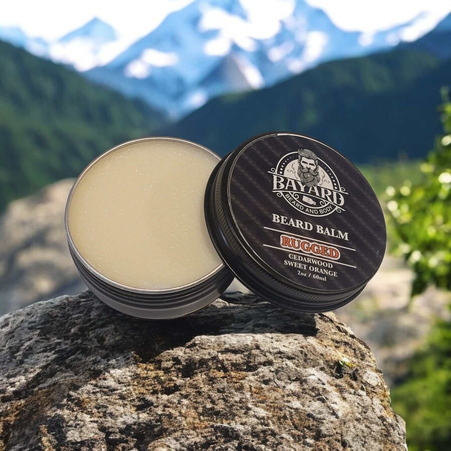 Rugged Beard Balm on a mountain